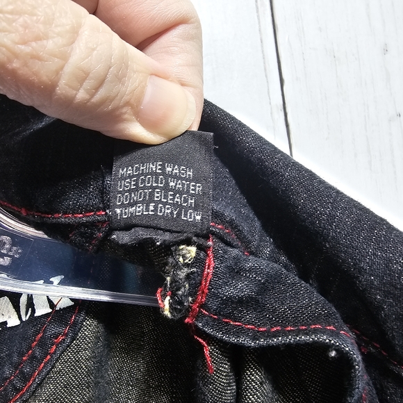 Vintage Counter Attack Men's Black Frayed Embroidered Denim Jacket Size XL 90's. - Picture 8 of 10